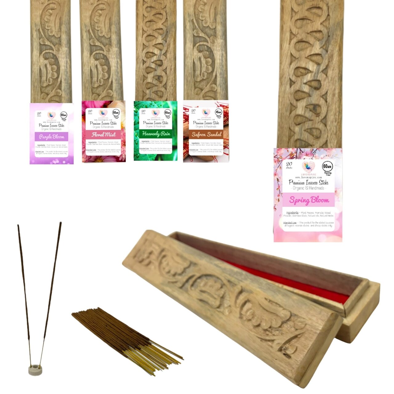 Premium Scented Incense Stick Plain Incense Kit with Wooden Box Agarbatti Dhoop Stick Low Smoke Incense with Spiritual Fragrance Pooja Essential Indian Temple Item